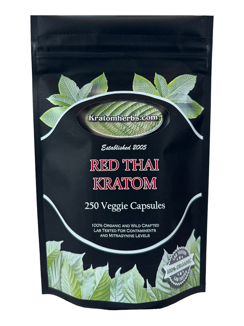 Red Vein Thai Kratom Capsules (Destemmed) - Kratom Herbs