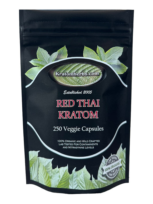 Red Vein Thai Kratom Capsules (Destemmed)